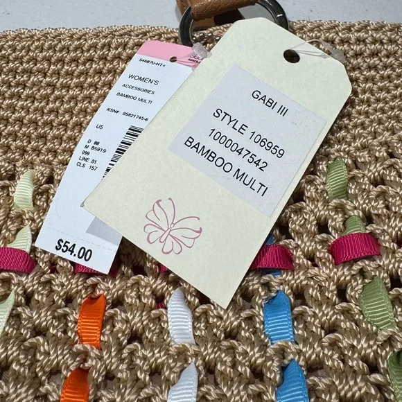 NWT Lina Woven Shoulder Bag Bamboo Multi Color - Picture 9 of 10
